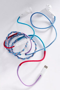 Anthropologie- Posh Tech Braided Thread Wire Headphones