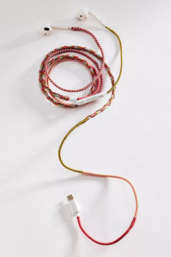 Anthropologie- Posh Tech Braided Thread Wire Headphones