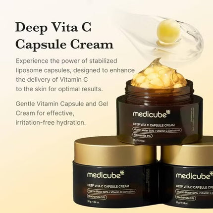 medicube Deep Vita C Capsule Cream Korean Skincare - 1.94oz: Wrinkle Reduction, Hydrating, Face Application, Normal to Dry Skin