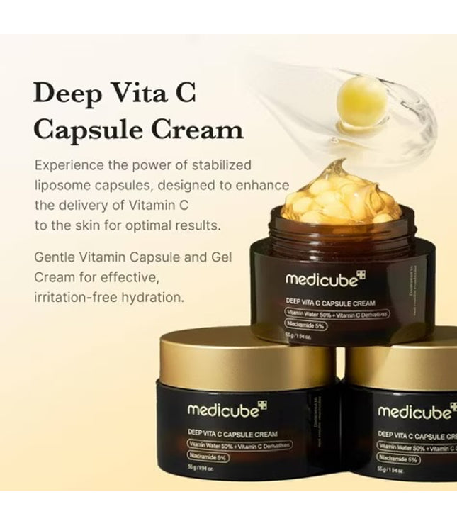 medicube Deep Vita C Capsule Cream Korean Skincare - 1.94oz: Wrinkle Reduction, Hydrating, Face Application, Normal to Dry Skin