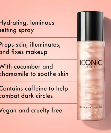 Iconic London Glow Goals Setting Spray And Highlighter Set