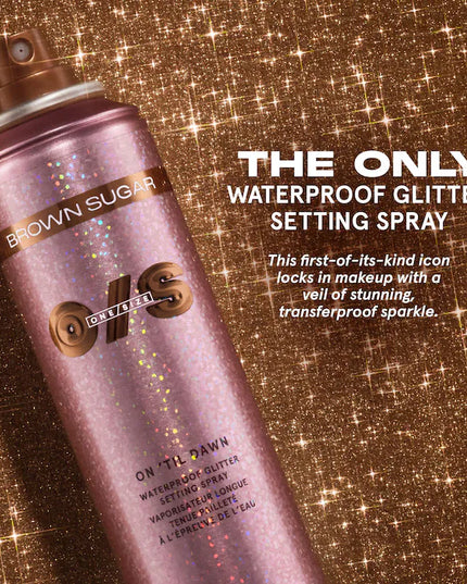 ONE/SIZE by Patrick Starrr 
On 'Til Dawn Waterproof Glitter Setting Spray - Brown Sugar