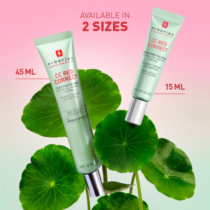 Erborian CC Red Correct Green Color-Corrector SPF 25 to Cover Redness, with Korean Centella Asiatica Extract