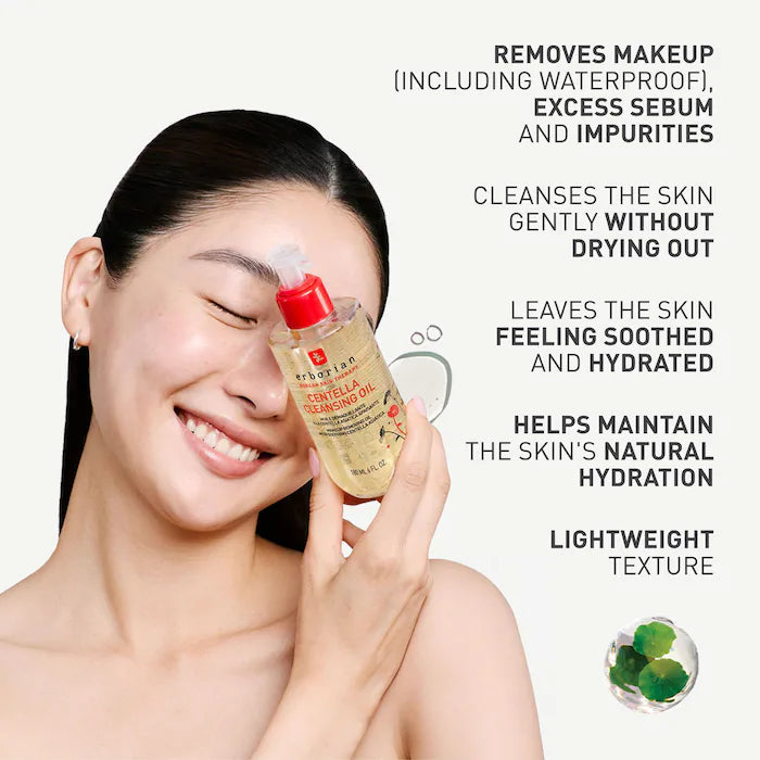 Erborian Centella Cleansing Oil, Gentle Face & Eye Makeup Remover with Centella Asiatica