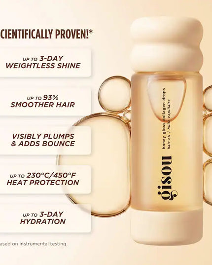 Gisou Honey Gloss Collagen Drops Hair Oil for Fine to Medium Hair