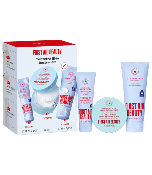 First Aid Beauty Sensitive Skin Bestsellers – Skincare Routine Travel Set