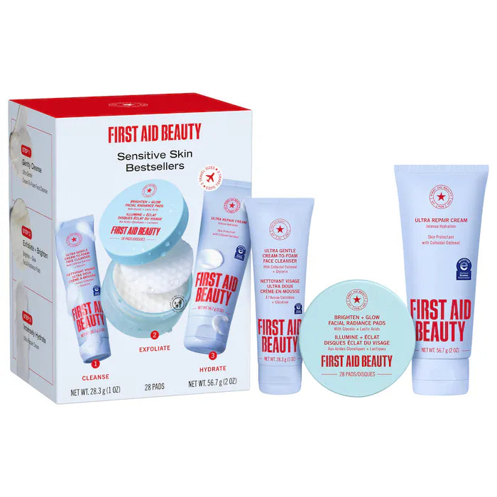 First Aid Beauty Sensitive Skin Bestsellers – Skincare Routine Travel Set