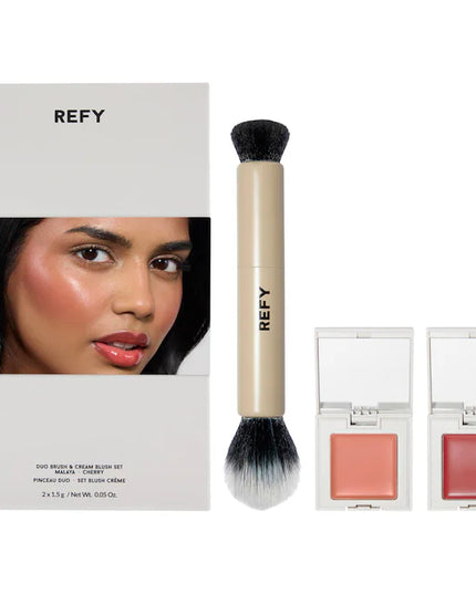 REFY Cream Blush Duo with Duo Face Brush Gift Set