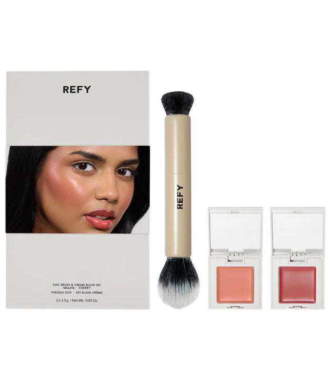 REFY Cream Blush Duo with Duo Face Brush Gift Set