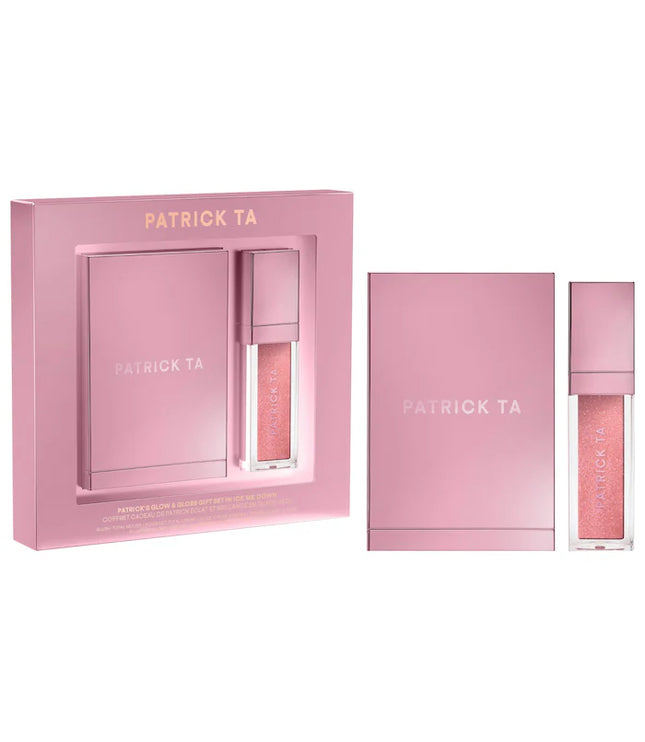 PATRICK TA 
Patrick's Glow and Gloss Set: Major Headlines Blush Duo and Plumping Lip Gloss Makeup Gift Set
