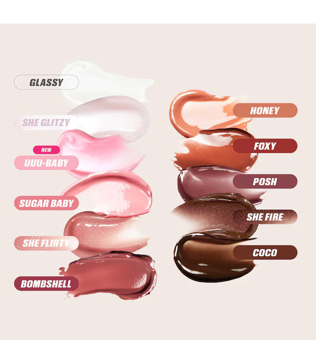 HUDA BEAUTY 
Faux Filler Shiny Non-Sticky Lip Gloss