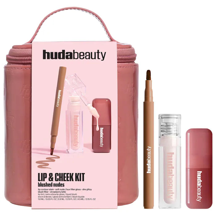 HUDA BEAUTY  - Blushed Nudes Lip & Cheek Kit