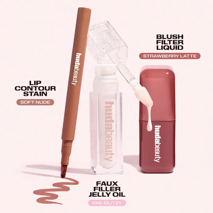 HUDA BEAUTY  - Blushed Nudes Lip & Cheek Kit
