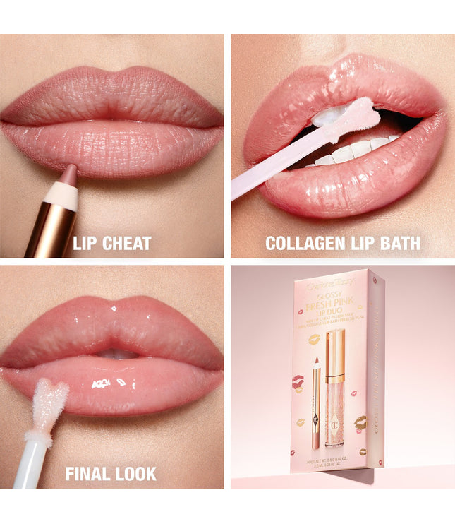 Charlotte Tilbury Mini Glossy Pink Lip Gloss + Lip Liner Set